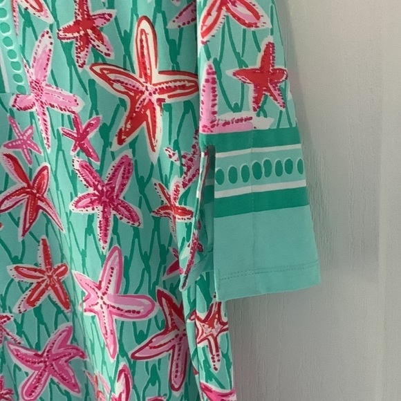 Barbara Erickson Seafoam Pink dress starfish print summer vocation travel size S - Picture 5 of 11